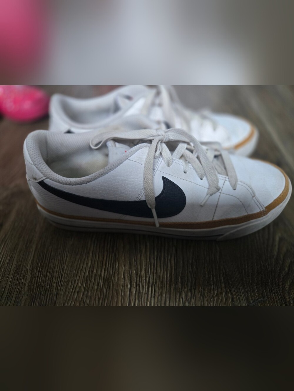 Nike White Sneakers with Black Swoosh